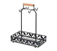 EXTRWORY Estante de metal para tazas de café con 4 ganchos y bandeja para cápsulas, soporte para tazas de encimera de cocina para secar tazas, bolsas de té y cremas, organizador de almacenamiento