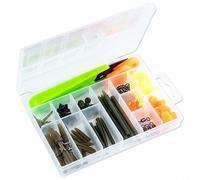 EXTRWORY Juego de caja de aparejos de pesca de carpa, kit de accesorios de pesca para pesca de carpa, cuentas giratorias, ganchos, tornillo de cebo, engranaje de aparejos de plástico transparente