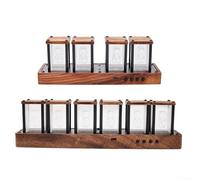 EXTRWORY Kit de reloj de tubo brillante RGB digital de 4 dígitos de 6 dígitos de madera de nogal acrílico montado reloj de escritorio con función de alarma de temporizador (6 tubos)