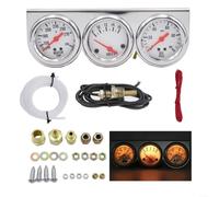 EXTRWORY Kit de triple calibre de 52 mm para presión de aceite, voltaje de temperatura del agua, juego de medidor de tablero de ABS cromado con lecturas precisas para entusiastas de las carreras de