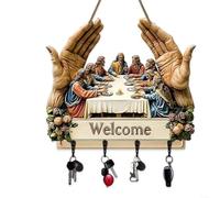 EXTRWORY Llavero rústico de discípulos de Jesús con 4 ganchos, decoración religiosa de pared para entrada, vestíbulo, oficina, material acrílico, diseño multicolor