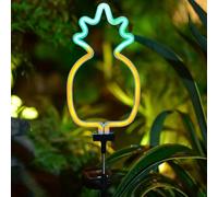 EXTRWORY Luz solar jardín al aire libre decorativo piña coco árbol estacas de metal LED neón luz impermeable camino iluminación (piña)