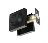 EXTRWORY Manija de puerta de privacidad con cerradura, perno muerto cuadrado de un solo cilindro, palanca de aleación de zinc negro mate, reversible, pestillo ajustable para puertas de dormitorio en
