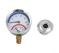 EXTRWORY Manómetro Y Termómetro Bar 0-120 ° C Pantalla Dual Sistema De Calefacción De Piso Monitor G1/2 G1 Rosca Carcasa De Plástico Para Radiador De Caldera (G1)