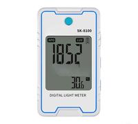 EXTRWORY Medidor de luz estroboscópica Tester 01-999900Lux Análisis de parpadeo 10Hz-10kHz Detección de humedad de temperatura Evaluación rápida Metal plástico blanco 7x4x1cm, para fábrica de oficina