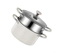 EXTRWORY Olla de titanio puro con tapa de vidrio y bandeja para cocinar al vapor, olla de cocción con revestimiento cero para uso plateado, 30 x 24 x 25 cm