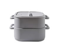 EXTRWORY Paquete de 2 recipientes de silicona para almacenamiento de alimentos con asas para cocinar verduras al vapor, pescado, aves de corral, 22 x 17 x 14 cm, para cocina y hogar (gris)
