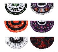 EXTRWORY Paquete de 6 banderas de Halloween para abanico plisado, banderines de poliéster, naranja, negro, morado, 45 x 90 cm, fiesta de Halloween, jardín, decoración de patio al aire libre