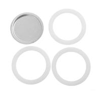 EXTRWORY Piezas de repuesto para cafetera espresso, 3 sellos de silicona y 1 filtro de malla de aluminio para cafetera Moka de 2 a 12 tazas, color plateado para preparación de cocina (3 tazas)