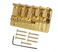 EXTRWORY Puente de bajo rígido de 5 cuerdas con sillines ajustables, piezas de repuesto de carga superior de aleación de zinc para reparación de bajo eléctrico, cromo (dorado)