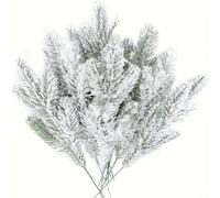 EXTRWORY Ramas de aguja de pino esmerilado para decoración navideña verde artificial con escarcha blanca(1)