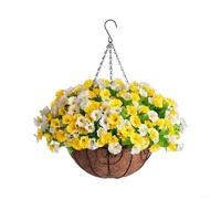 EXTRWORY Silk Morning Glory - Cesta de flores artificiales colgantes con forro de coco para decoración de pared interior y exterior, 52 cm, natural (5)