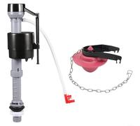 EXTRWORY Válvula de llenado de inodoro silenciosa, entrada inferior, mecanismo de aguja ajustable para rellenar tanque silencioso, reemplazo fácil para la mayoría de inodoros estándar, plástico rojo