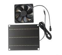 EXTRWORY Ventilador de escape solar de 6 W para mascotas con panel monocristalino de grado A e interfaz DC5521 negro 197 x 165 mm para refugio de aves de corral