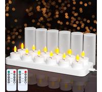 EXTSUD 12 Velas de té LED con temporizador, recargables, sin llama, sin llama, luz nocturna, velas eléctricas, para jóvenes, decoración de mesa