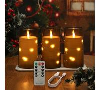 EXTSUD 3 piezas Velas LED con luces de hadas y temporizador Velas LED recargables con mando a distancia Velas Led sin llama para decoración Navidad Cumpleaños