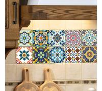 EXTSUD Adhesivos Decorativos para Azulejos Pegatinas para Baldosas del Baño/Cocina Resistente al Agua, 10 Unidades, 20 x 20 cm, Estilo Mediterráneo