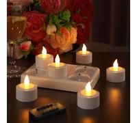 EXTSUD Juego de 6 velas LED recargables con luz de vacío con estación de carga y mando a distancia, decoración para Navidad, cumpleaños, boda, cena, restaurante hotel