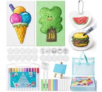 EXTSUD Magisches Puffy Paint, 68 piezas 3D espuma Textura Juego de pintura para niños con 30 espuma de papel de pintura 24 marcadores, accesorios de arte DIY y kit creativo
