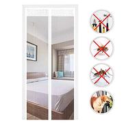 EXTSUD Mosquitera Puertas Cortina Mosquitera Magnética para Puertas Protección contra Insectos para Puerta de Balcón Sala de Estar Puerta de Patio, Blanco (90 x 210cm)