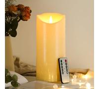 EXTSUD Velas LED de 23,5 cm x 10 cm, con mando a distancia, resistentes a salpicaduras, con temporizador, llama parpadeante, velas eléctricas con batería, para exteriores (duran 500 horas, 1 unidad)