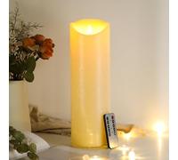 EXTSUD Velas LED de 31,5 cm x 10 cm con mando a distancia, Vela resistentes a salpicaduras con temporizador, llama parpadeante velas eléctricas con batería para exteriores (duran 500 horas, 1 unidad)