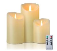 EXTSUD Velas LED parpadeantes sin llama, velas con mando a distancia, 3 velas con temporizador de 24 horas, con batería, llama móvil, dormitorio, día de San Valentín, decoración