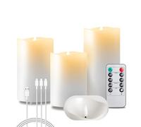 EXTSUD Velas LED sin llama, 3 unidades, cera real, recargables, con temporizador y mando a distancia, 7,5 x 10,5,13,5,16 cm, para casa, boda, Navidad, Halloween, fiesta de decoración