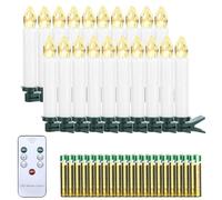 EXTSUD Velas Navidad LED, 20 piezas Velas con mando a distancia Luce Candles del árbol de Navidad Vela de llama Navideñas Vela de Halloween Funciona con pilas decoración de Navidad fiesta
