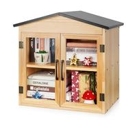 Exttlliy Biblioteca al aire libre caja de libros al aire libre pequeño gabinete de madera pequeña caja de literatura para vecindarios, comunidad y escuelas para compartir libros, folletos, periódicos,