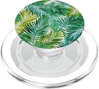 Exuberante Isla Tropical Verde Hoja de Palma Acuarela patrón PopSockets PopGrip para MagSafe