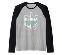 Exuma Bahamas Ancla Silueta Camiseta Manga Raglan