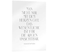 Exupéry Zitat - Man sieht nur mit dem Herzen gut I Cuadro de metacrilato | 100 x 130 cm de Funny Quotes and Inspiration Blanco y negro Cuadros Decoración para la pared