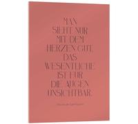Exupéry Zitat - Man sieht nur mit dem Herzen gut II Cuadro de metacrilato | 90 x 120 cm de Funny Quotes and Inspiration Rosado Cuadros Decoración para la pared