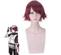 EXUSIAI pelucas del juego Arknights corto rojo peludo en capas sintéticas Cosplay disfraz pelucas + peluca gorra PL-675