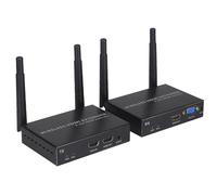 EXVIST 100M 1080P VGA Kits de Receptor y transmisor HDMI inalámbrico con Salida HDMI y VGA, hasta 328 pies, Soporte IR, Adecuado para transmitir Desde PC, Youtube, PS4 a HDTV o proyector