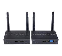 EXVIST 1080P Wireless Extender Transmisor y Receptor con HDMI y VGA Loop-out, hasta 656 pies, Soporte IR, Adecuado para transmitir Video Desde una computadora portátil, PS4 a HDTV o proyector