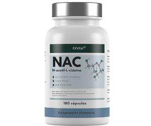 EXVital® Cápsulas de NAC, 600 mg por cápsula - 180 cápsulas veganas con N-acetilcisteína - N-acetil-L-cisteína de alta dosis - Analizado en laboratorio y sin aditivos