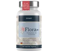 EXVital Flora+ Cultivos, 500 mil millones UFC/g, 22 bacterias + fibra de acacia, Lactobacillus y Bifidobacterias, 120 cápsulas veganas