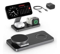 EXW Cargador inalámbrico magnético 3 en 1 con MagSafe Cargador portátil Plegable para iPhone 16/15/14/13/12 AirPods Apple Watch Adaptador de Cable 20 W Color Negro