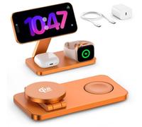 EXW Qi2.2 25W Cargador 3 en 1 Apple Compatible con MagSafe, Estación de Carga Cargador Plegable para iPhone 17 16 15 14 13 12, Apple Watch 11-4/Ultra/SE, AirPods, con 35W Adaptador