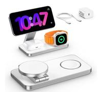 EXW Qi2.2 25W Cargador mag-Safe Cargador Inalámbrico, Estación de Carga Plegable Wireless Charger para iPhone 17 16 15 14 13 12, Apple Watch 11-4/Ultra/SE, AirPods, con 35W Adaptador