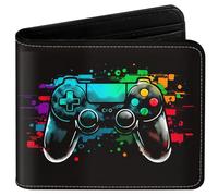 EXXBYELI Cartera de Piel Divertida para Adolescentes y niños, con diseño de Dinosaurio, Tarjetas de crédito y identificación, Soporte para Dinero en Efectivo, Color Negro, Bloqueo RFID, Cremallera