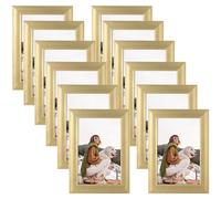 EXYGLO Conjunto de 12 Marcos de Fotos 10x15, Marco Fotos 15x10 Dorados para Decorar Salones, Pasillos, Dormitorios, Oficinas