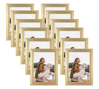 EXYGLO Conjunto de 12 Marcos de Fotos 13x18, Marco Fotos 18x13 Dorados para Decorar Salones, Pasillos, Dormitorios, Oficinas