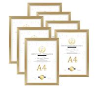 EXYGLO Juego de 7 marcos de fotos A4 dorados para pared y mesa, ideal para certificados, carteles, documentos y obras de arte