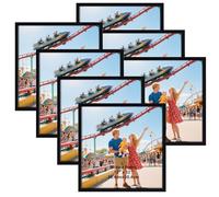 EXYGLO Juego de 7 portarretratos cuadrado negro de 30 x 30 cm, con paspartú para exhibición de 8 x 8 pulgadas, sin paspartú, para montaje en mesa o pared