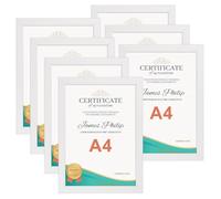 EXYGLO Marco A4, Marco Fotos A4 Blanco Hecho de Marco Madera Juego de 7, Para Decorar Salones, Pasillos, Dormitorios, Oficinas