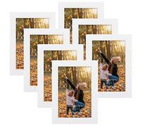 EXYGLO Marcos de Fotos 10x15, Blanco Hecho de Marco Fotos Juego de 7, Para Decorar Salones, Pasillos, Dormitorios, Oficinas