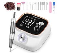 Exyvox Torno Para Uñas Profesional 45000RPM, Lima Electrica Uñas, Velocidad Ajustable,Set de Accesorios para Manicura y Pedicura con Brocas de Cerámica, para Uso Doméstico y Salones de Uñas, Blanco